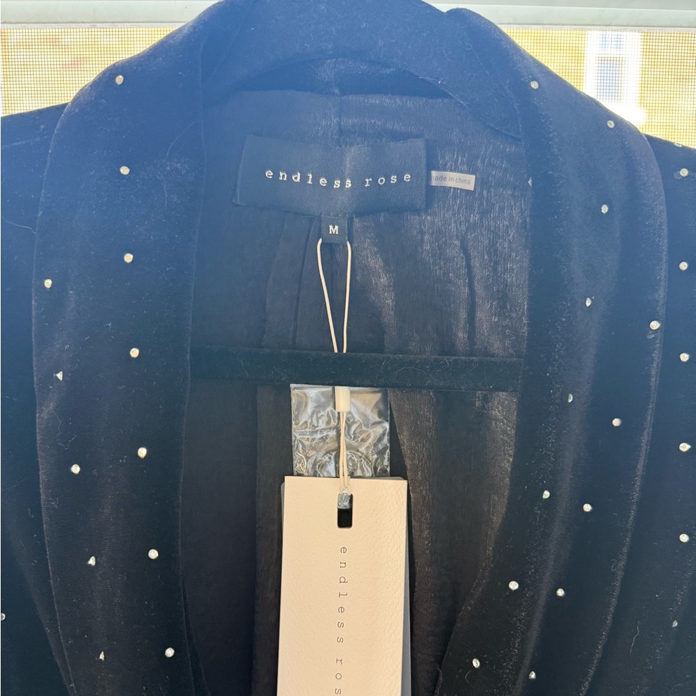 Endless Rose for Vici | Runway Muse Pocketed Embellished Velvet Blazer - Picture 5 of 6